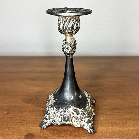 Antique Ornate Solid Bronze Candle Holder by Jennings Brothers - Picture 1 of 3